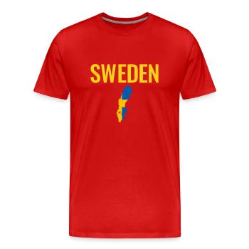 Suède Suède Carte Suède Drapeau Suède Suède - T-shirt bio Premium Homme - rouge - Devant - Damien (186cm)