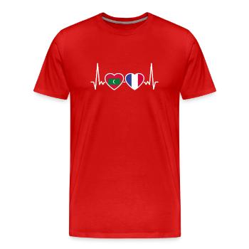 Malediven Frankreich Herzschlag Flagge Malediver - Männer Premium Bio T-Shirt - Rot - Vorne - Damien (186cm)
