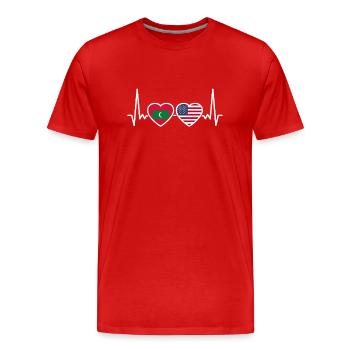 Malediven USA Herzschlag Flagge Malediver - Männer Premium Bio T-Shirt - Rot - Vorne - Damien (186cm)
