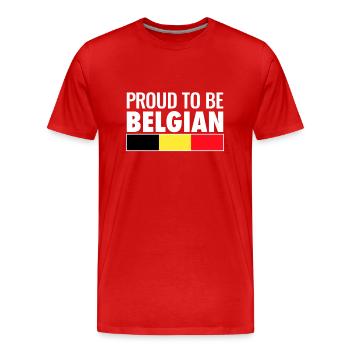 Proud To Be Belgian Belgium Belgian Flag - Men's Premium Organic T-Shirt - red - Front - Damien (186cm)