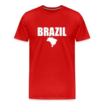 Brazil Map Brazil Brazilian - Men's Premium Organic T-Shirt - red - Front - Damien (186cm)