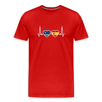Curaçao Spain Heartbeat Flag - Men's Premium Organic T-Shirt - red - Front - Damien (186cm)