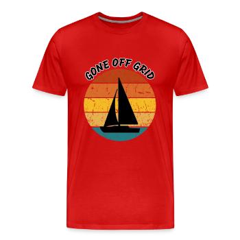 Segeln, off-grid, Segelboot mit Sonnenuntergang - Männer Premium Bio T-Shirt - Rot - Vorne - Damien (186cm)