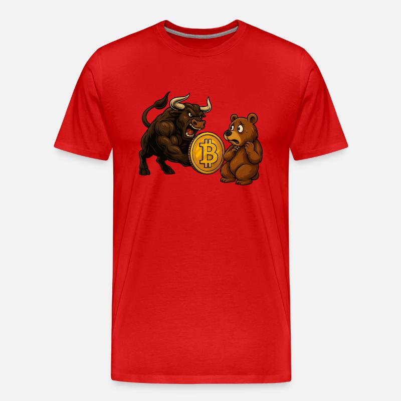 Bitcoin Bull vs. Bear - Männer Premium Bio T-Shirt - Rot