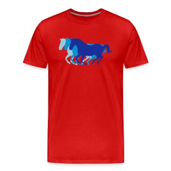 Trois chevaux au galop - T-shirt bio Premium Homme - rouge - Devant - Damien (186cm)