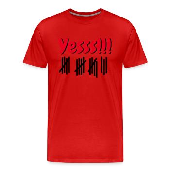 YESSS 18 - ACHTZEHN - 18. GEBURTSTAG - VOLLJÄHRIG - Männer Premium Bio T-Shirt - Rot - Vorne - Damien (186cm)