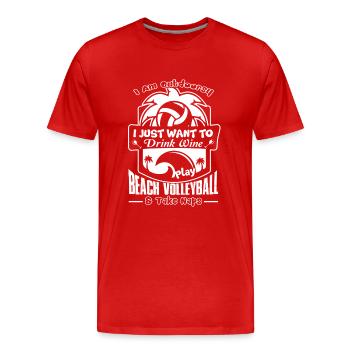 Beach Volleyball Play Beach Volleyball - Men's Premium Organic T-Shirt - red - Front - Damien (186cm)