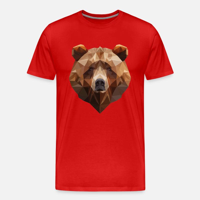 Ours brun | Conception de logo d’art low poly - T-shirt bio Premium Homme - rouge