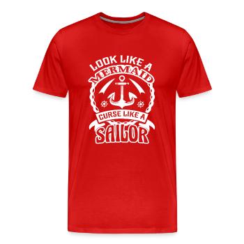 Sailor Curse Like A Sailor - Men's Premium Organic T-Shirt - red - Front - Damien (186cm)