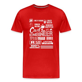 Civil Engineer Multitasking With A Chance Of Beer - Men's Premium Organic T-Shirt - red - Front - Damien (186cm)
