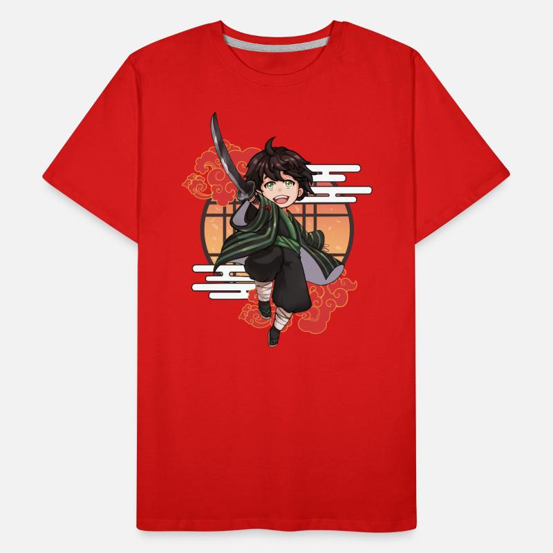 Garçon samouraï chibi avec katana T-shirt bio Premium Homme