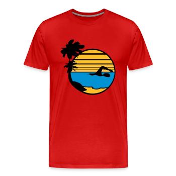palmen insel urlaub ferien sonne strand schwimmen - Männer Premium Bio T-Shirt - Rot - Vorne - Damien (186cm)