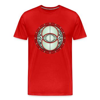 Vesica Piscis, Chalice Well, Avalon, magic, celtic - Men's Premium Organic T-Shirt - red - Front - Damien (186cm)