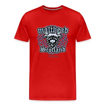 Malt Whiskey Malthead Celtic Braid Pattern - Men's Premium Organic T-Shirt - red - Front - Damien (186cm)