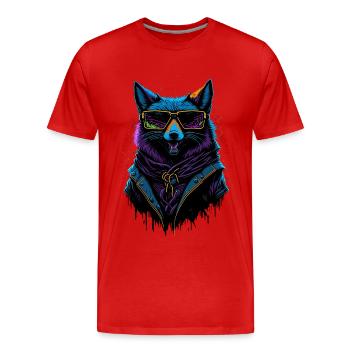 Cyberpunk Fox - Männer Premium Bio T-Shirt - Rot - Vorne - Damien (186cm)
