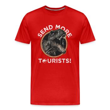 Jurassic Park T-Rex Send More Tourists! - Männer Premium Bio T-Shirt - Rot - Vorne - Damien (186cm)