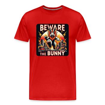 Attention à la catastrophe du lapin - T-shirt bio Premium Homme - rouge - Devant - Damien (186cm)