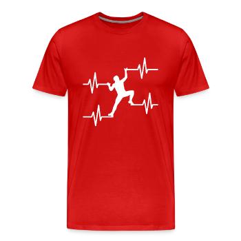 Escalade - Rocher - Alpiniste - T-shirt bio Premium Homme - rouge - Devant - Damien (186cm)
