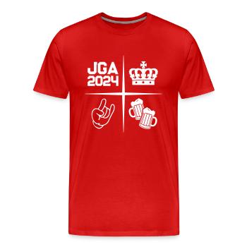 Enterrement de vie de garçon Enterrement de vie de garçon 2024 - T-shirt bio Premium Homme - rouge - Devant - Damien (186cm)