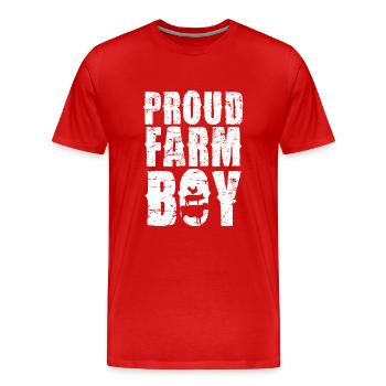 Fier garçon de ferme vie à la campagne - T-shirt bio Premium Homme - rouge - Devant - Damien (186cm)