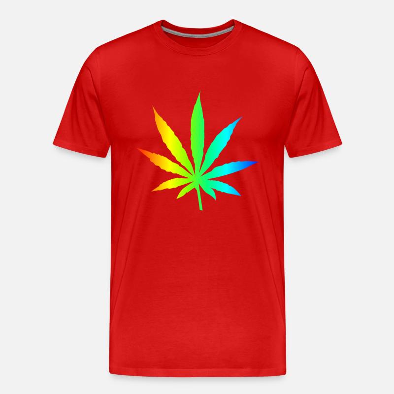 Marihuana-Blatt-Regenbogen - Männer Premium Bio T-Shirt - Rot