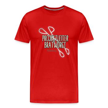 Grill T-Shirt Projektleiter Bratwurst Grillzange - Männer Premium Bio T-Shirt - Rot - Vorne - Damien (186cm)