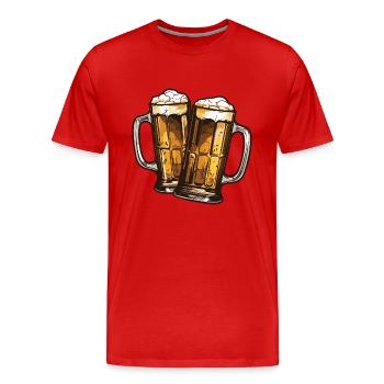 Beer Mug Beer Toast - Men's Premium Organic T-Shirt - red - Front - Damien (186cm)