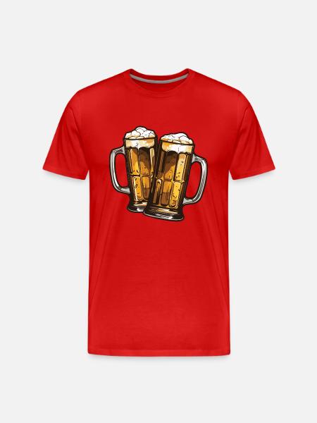 Bierkrug Bier Anstoßen - Männer Premium Bio T-Shirt - Rot