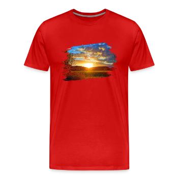 Schöner Sonnenuntergang auf der Schwäbischen Alb - Männer Premium Bio T-Shirt - Rot - Vorne - Damien (186cm)