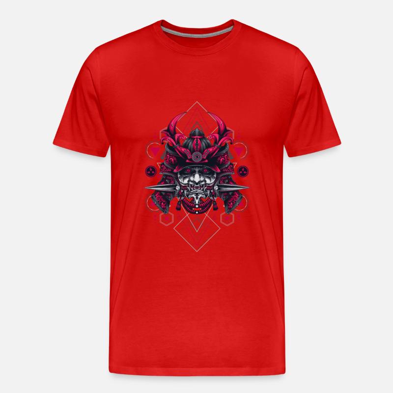 ONI SAMURAI SACRED GEOMETRY - Männer Premium Bio T-Shirt - Rot