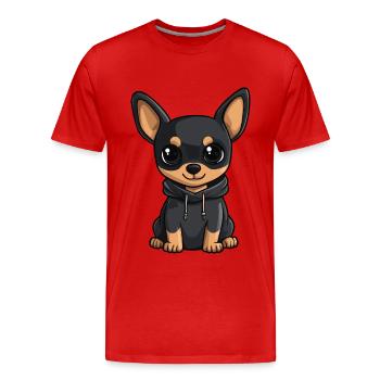 Pinscher Hund Lustig - Männer Premium Bio T-Shirt - Rot - Vorne - Damien (186cm)