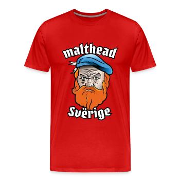Malthead Sverige - Men's Premium Organic T-Shirt - red - Front - Damien (186cm)
