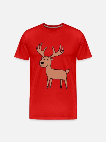 Elch Comic Tier - Männer Premium Bio T-Shirt - Rot