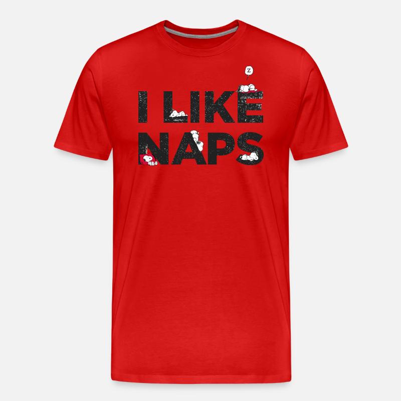 Peanuts Snoopy I Like Naps Lustiger Spruch - Männer Premium Bio T-Shirt - Rot