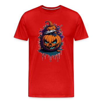 Halloween Kürbis - Männer Premium Bio T-Shirt - Rot - Vorne - Damien (186cm)