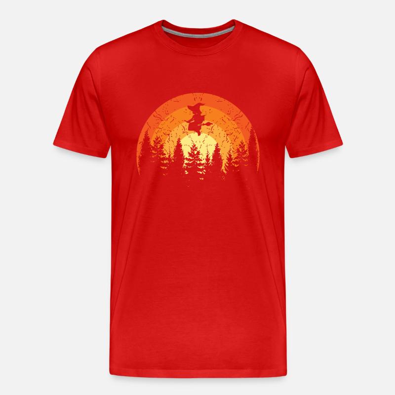 Hexe Sunset - Männer Premium Bio T-Shirt - Rot