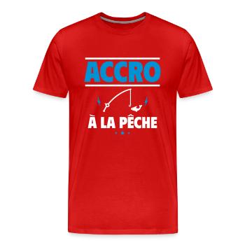 accro à la pêche - T-shirt bio Premium Homme - rouge - Devant - Damien (186cm)