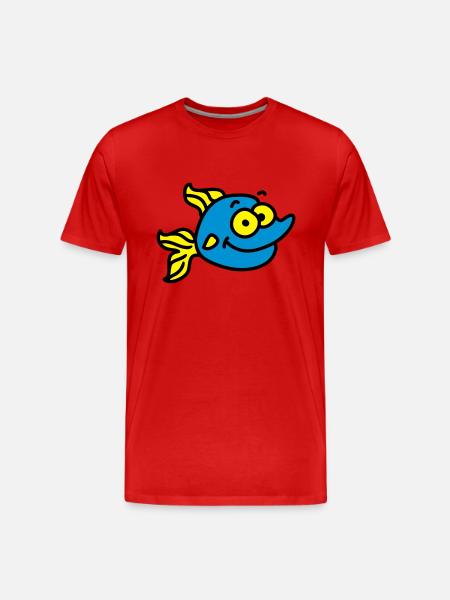 lustiger Fisch - Männer Premium Bio T-Shirt - Rot