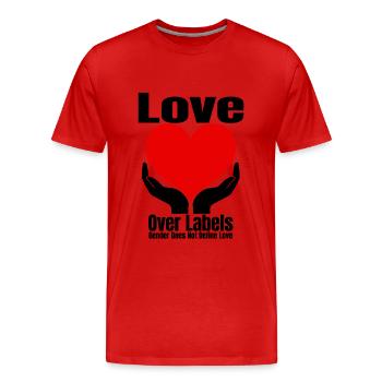 L’amour plutôt que les étiquettes - T-shirt bio Premium Homme - rouge - Devant - Damien (186cm)