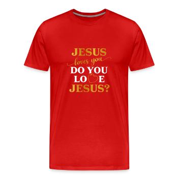 Jesus loves you - Men's Premium Organic T-Shirt - red - Front - Damien (186cm)
