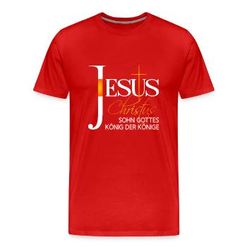 Jesus Christus Koenig der Koenige - Männer Premium Bio T-Shirt - Rot - Vorne - Damien (186cm)