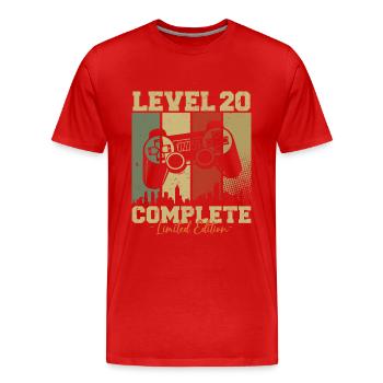 Level 20 Freigeschaltet 20 Geburtstag Geschenk - Männer Premium Bio T-Shirt - Rot - Vorne - Damien (186cm)