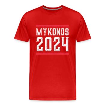 Jours fériés Mykonos 2024 - T-shirt bio Premium Homme - rouge - Devant - Damien (186cm)