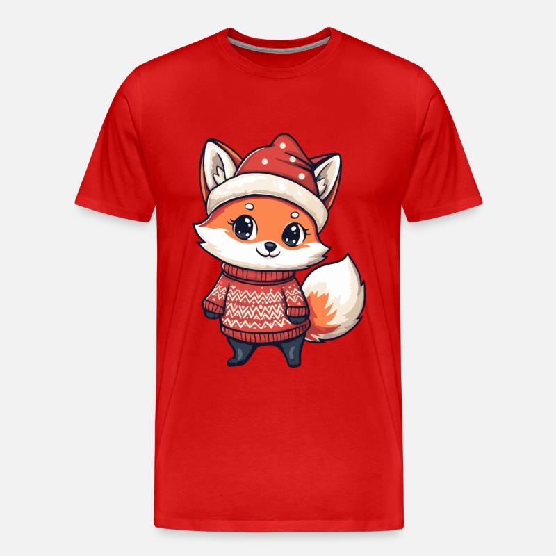 Fuchs Weihnachten Comic - Männer Premium Bio T-Shirt - Rot