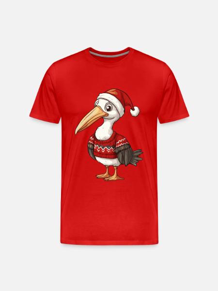 Pelican Bird Christmas Comic - Men's Premium Organic T-Shirt - red