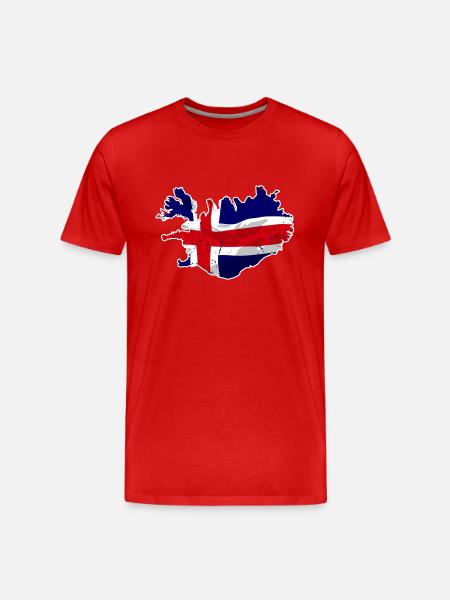 Iceland Flag Map - Männer Premium Bio T-Shirt - Rot