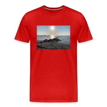 Mer Baltique avec soleil - T-shirt bio Premium Homme - rouge - Devant - Damien (186cm)