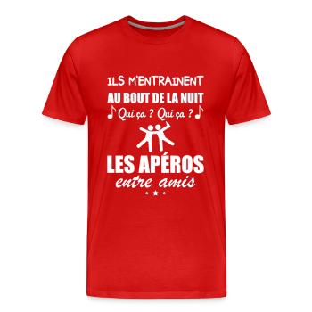 Ils m'entraînent au bout de la nuit les apéros - T-shirt bio Premium Homme - rouge - Devant - Damien (186cm)