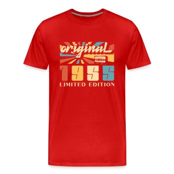 Anniversaire 70 Ans Original 1955 Cadeau Fête - T-shirt bio Premium Homme - rouge - Devant - Damien (186cm)