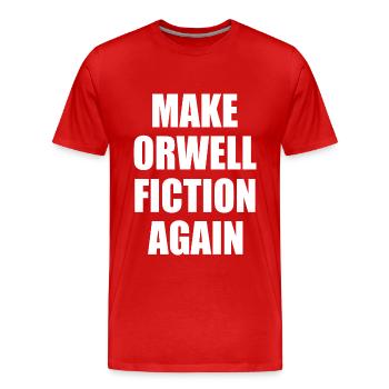 make orwell fiction again - Männer Premium Bio T-Shirt - Rot - Vorne - Damien (186cm)